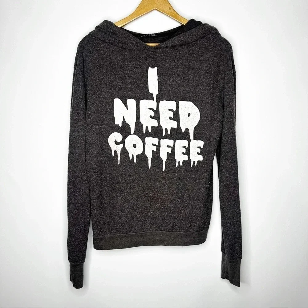 Wildfox I Need Coffee Hoodie Size Medium - Picture 1 of 5